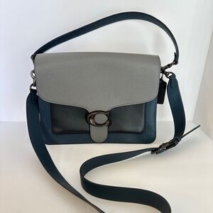 Coach Tabby Color Block Teal Gray Leather Suede 2 Straps